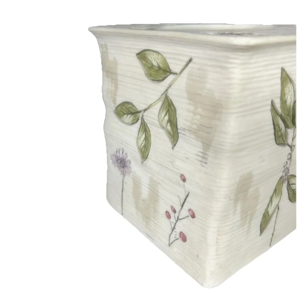 Croscill‎ AUTUMN LEAVES CERAMIC TISSUE BOX COVER TOOTH BRUSH HOLDER bathroom Set